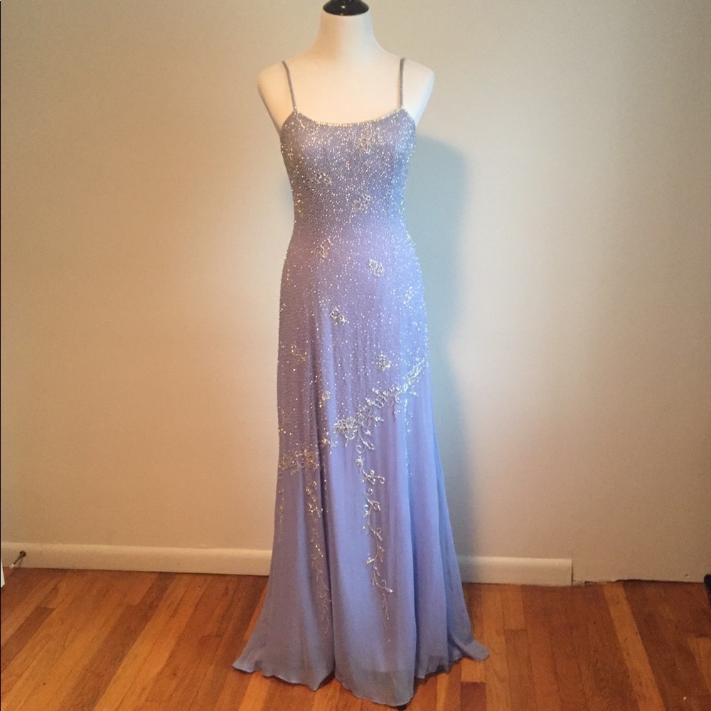 Women’s blue beaded formal gown SZ 8
